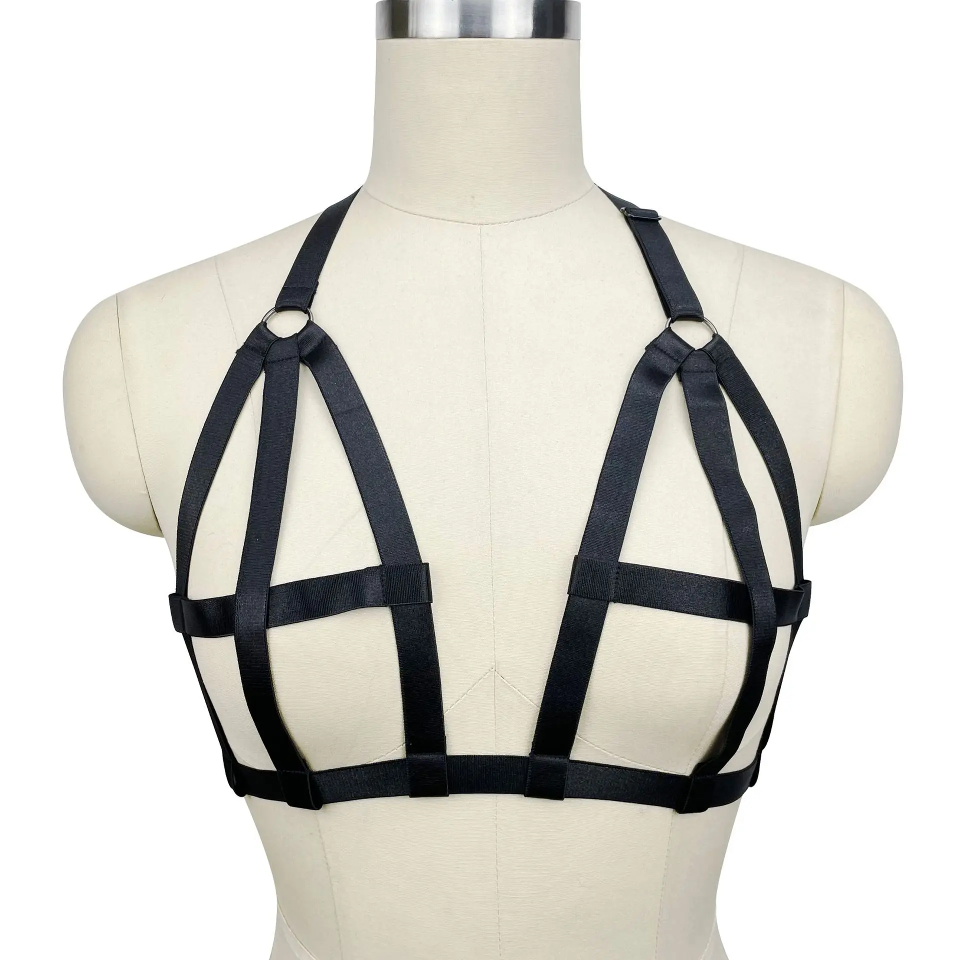 

Crop Top Bondage Harness Cosplay Women Open Chest Bralett Wedding Cage Bra Sexy Lingerie Body Harness Bra Fetish Rave Goth