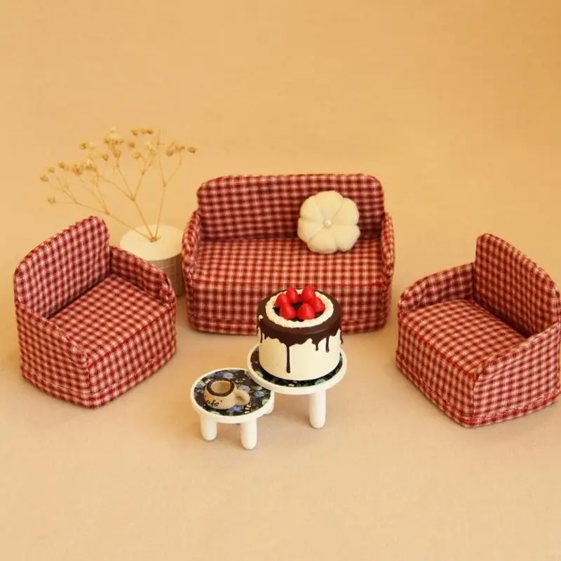 1/12 Doll House Miniature Sofa Model Furniture for Realistic Scene Decors Kids RolePlay Game Craft Project Decoration A2UB