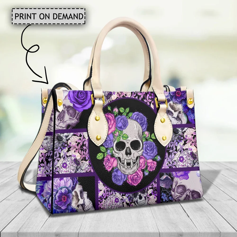 Colorful Skeleton Women Handbags Sugar Skull Leather Top-handle Female Cross Body Bags Woman Messenger Bags for Female Bolsas