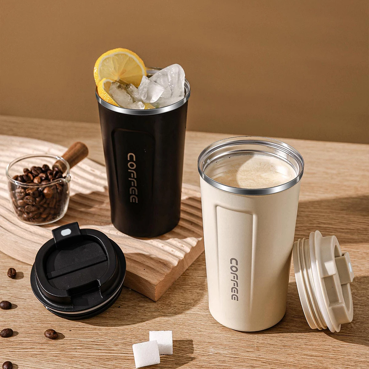 510ML Thermos Cup 304 Stainless Steel Double Wall Insulated Coffee Mug Travel Portable Sealed Drinking Cup For Students Adult