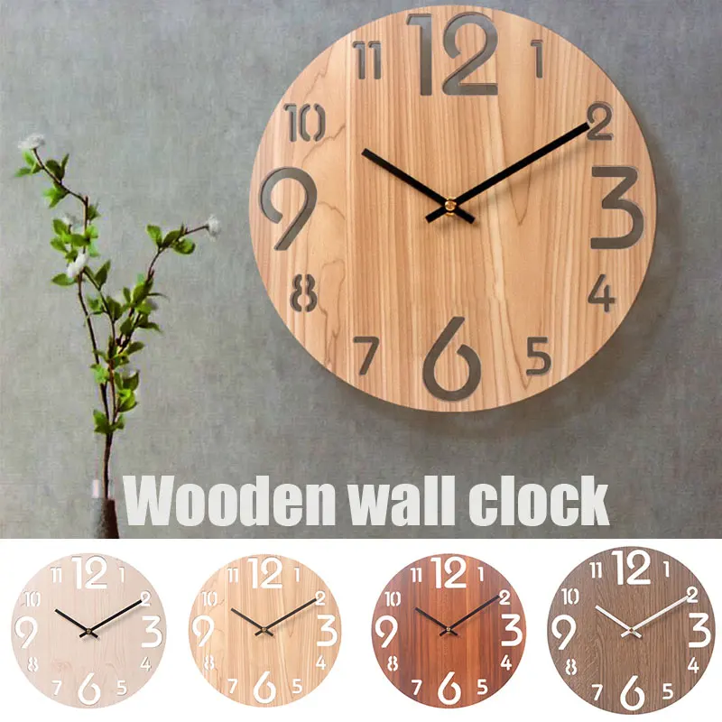 Battery Operated Silent Wood Wall Clocks Easy and Clear to Read Time Wall Clocks for Home Decoration Necessity