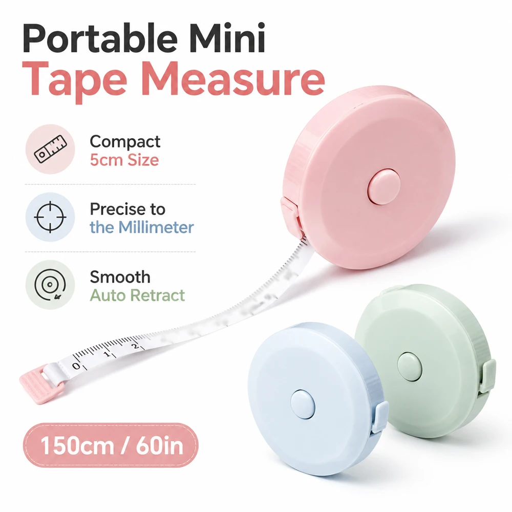 1-3pcs 1.5M Portable Small Tape Measure, Retractable Soft Ruler for Sewing, Height Measurement, Cm & Inch Roll Tape, Easy Carry