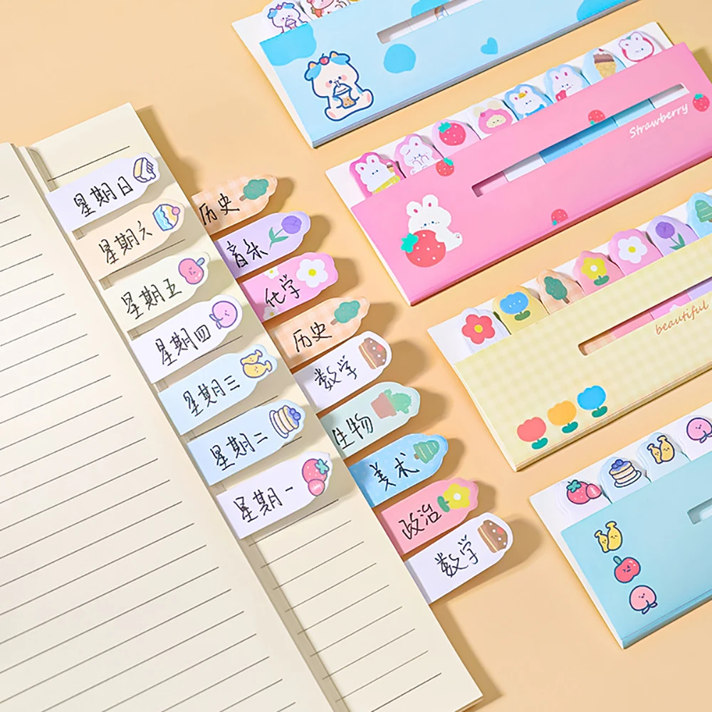 200 Sheets of Cartoon Sticky Notes Memo Pad Bookmarks Notepad Stationery School Office Supplies