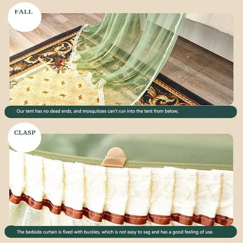 Mosquito Net Three Side Openings Post Romantic Lace Bed Curtain Canopy Netting Bed Net Bedding(Blue-Gray,150 * 200cm) view 4