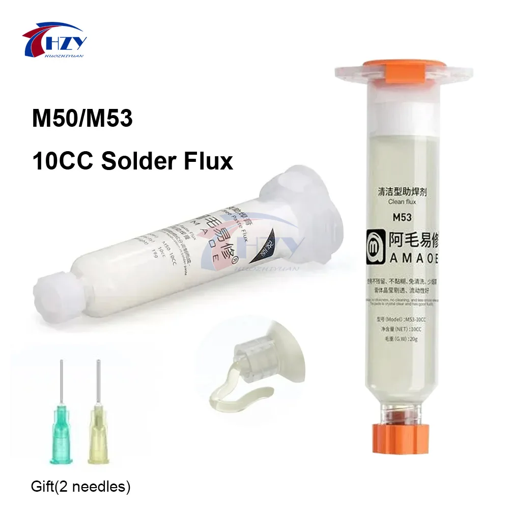 Amaoe M53 M50 10CC Solder Flux Syringe Soldering Paste Welding Flux With 2 Needle for Mobile Phone Laptops CPU BGA Tools