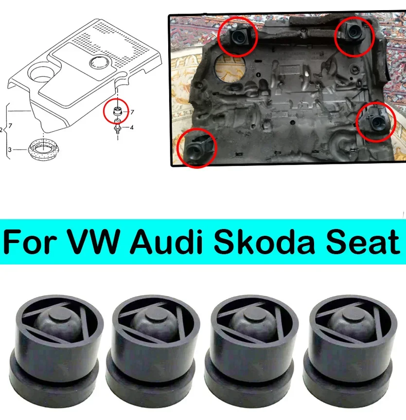 4Pcs Engine Cover Grommet Rubber Buffer Bumper Mounting Stop Jounce Bush For Audi VW Golf Seat Skoda A1 A3 A4 A5 A6 A7 A8 Q3 Q5