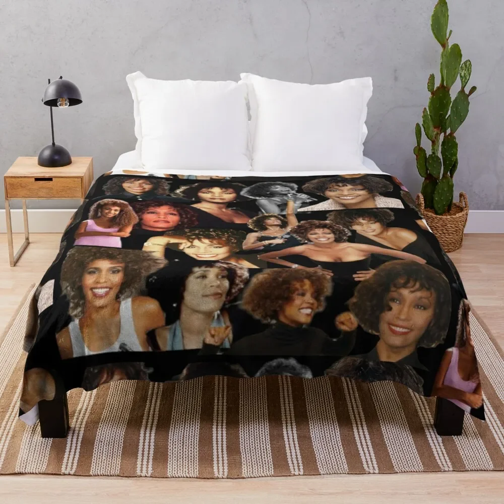 Whitney Houston Collage Throw Blanket Retros funny gift Sofas For Decorative Sofa Blankets