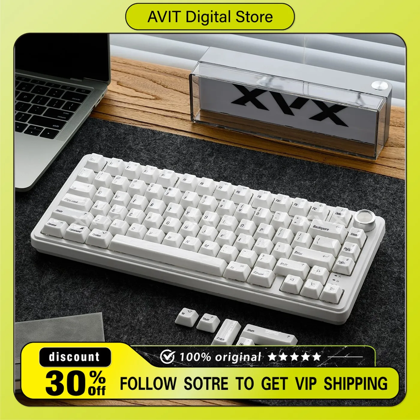 Ceramic Keycaps Front Printed Shine Through Dye Sublimation Cherry Profile Compatible with Wooting Magnetic Switch Mechanical