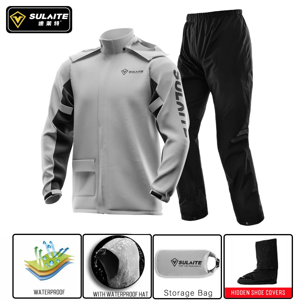 SULAITE Motorcycle Raincoat Suit Men Outdoor Waterproof Rainwear