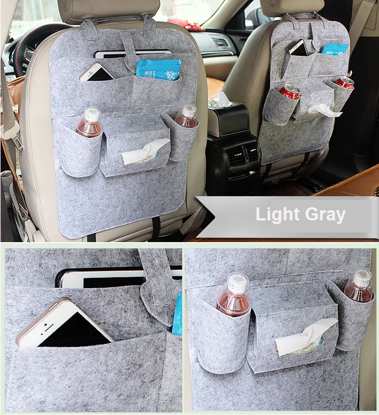 Universal Car Back Seat Storage Bag Organizer Trunk Elastic Felt Storage Bag 6 Pockets Organizer Hanging Car Accessories