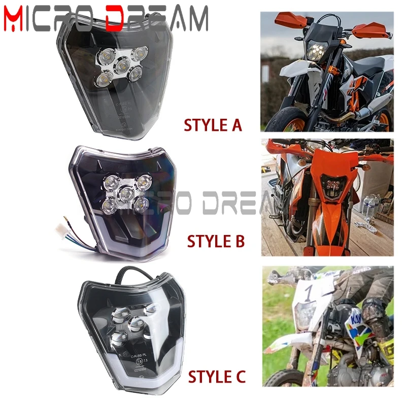 For SX-F SX EXC XC-W XC-F WR DRZ KLX KX YZ FE Enduro Dual Sport Light E8-mark Hi/Lo Beam Motorcycle LED Headlight Head Light