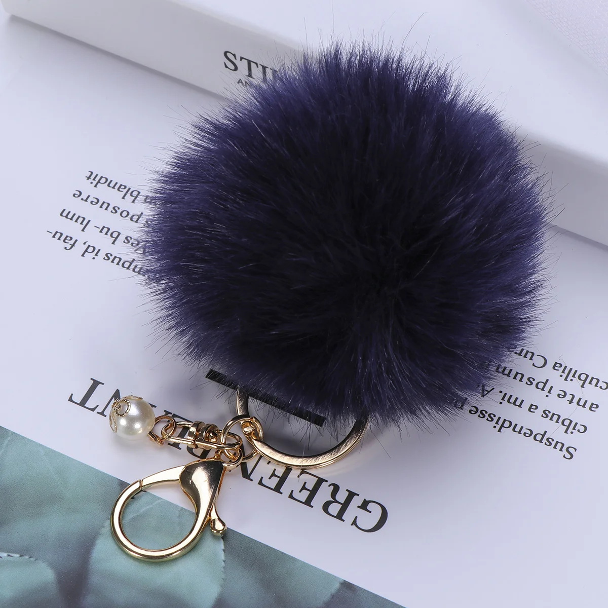 Solid Color Fluffy Ball Pom Pom Ball Key Ring Charms Pendant for Handbag Keychain Car (White) fuzzy balls