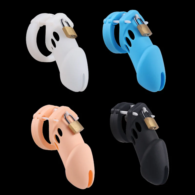 Silicone Chastity Cage Male Cock Lock With 5 Sizes Penis Ring Chastity Belt Sextoys For Men Stretcher BDSM Gay Sex Shop