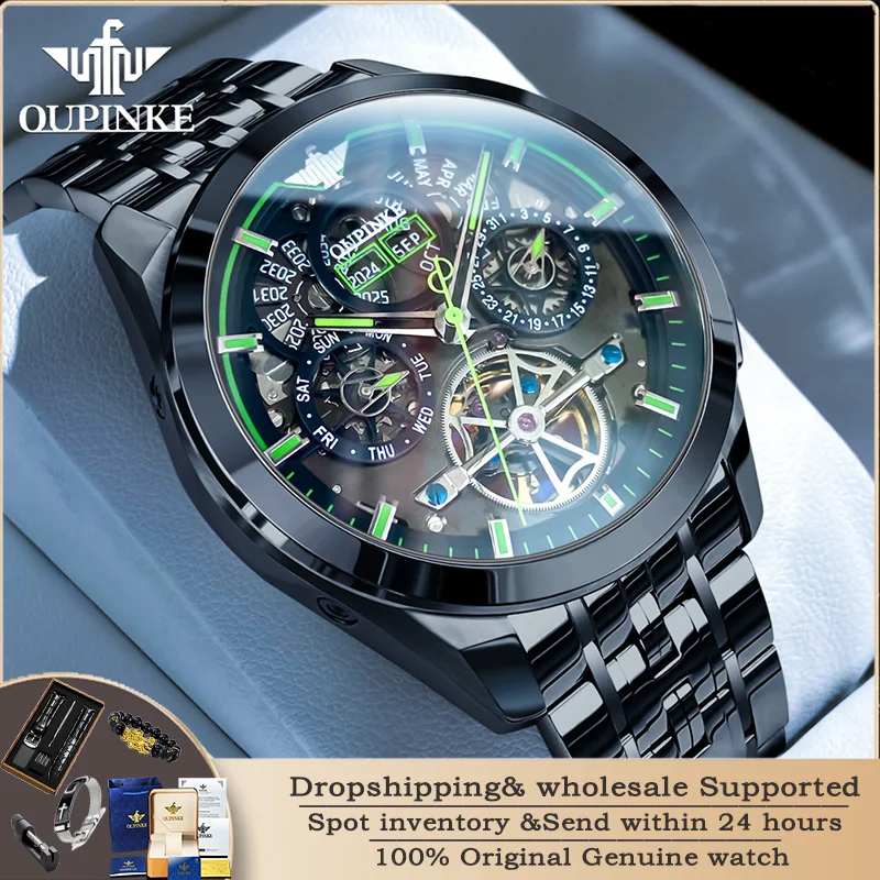 OUPINKE 3235 Tourbillon Men's Automatic Mechanical Watch Fashion Trend Waterproof Men Watch Multi functional Luxury Brand Watch