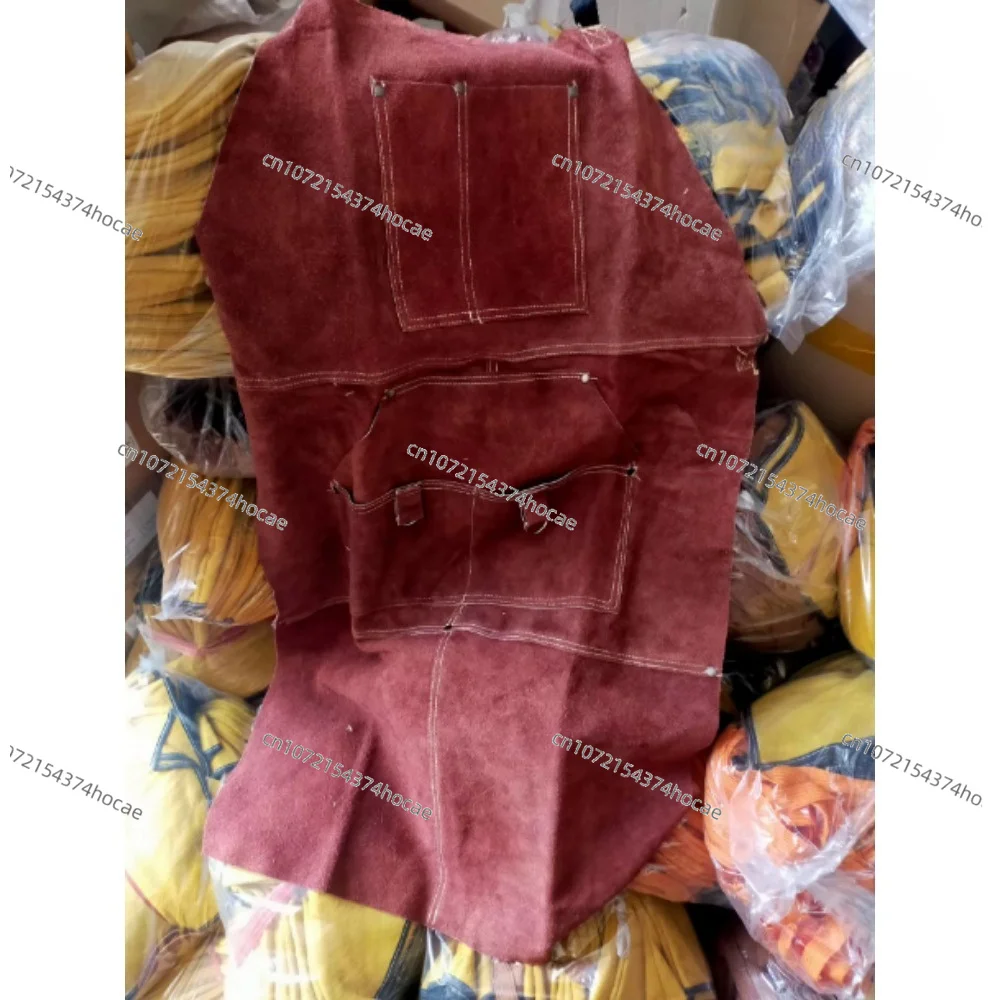 

Heavy Duty Leather Welding Apron 6 Pockets Heat Flame Resistant Full Body Protective Workshop Working Accessory