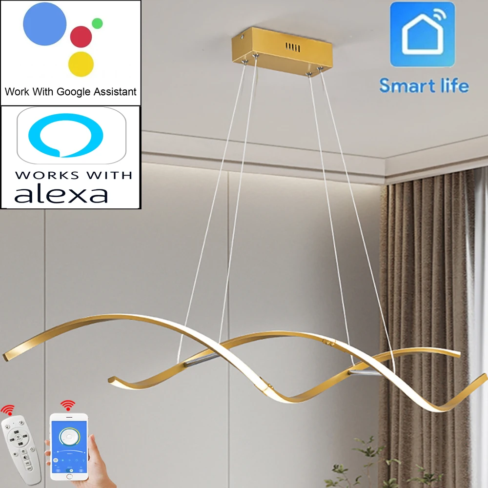

Modern LED Pendant Lights For table Dining Room Bar Kitchen Room Work Smart Home Alexa Google RC Hanging Pendant Lamp Fixtures
