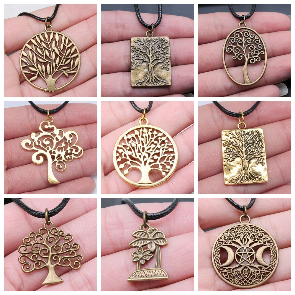 33 Styles Tree Of Life Pendant Necklace Black Leather Cord Unisex Women Men Necklace Jewelry Dropshipping