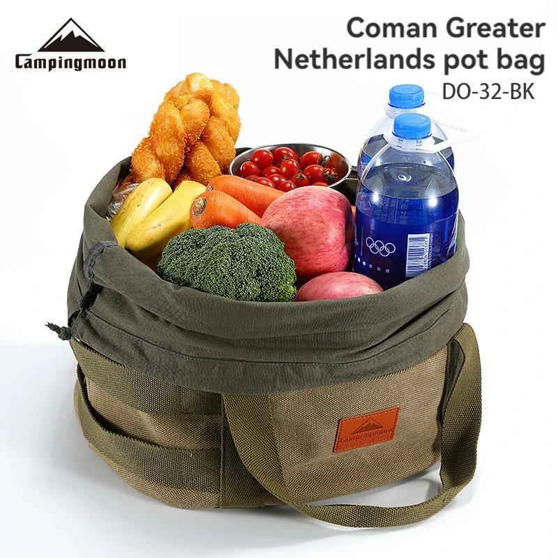 

CAMPINGMOON Сумка для хранения походной посуды и котелков, хлопковая сумка для барбекю, органайзер для кемпинга на открытом воздухе
