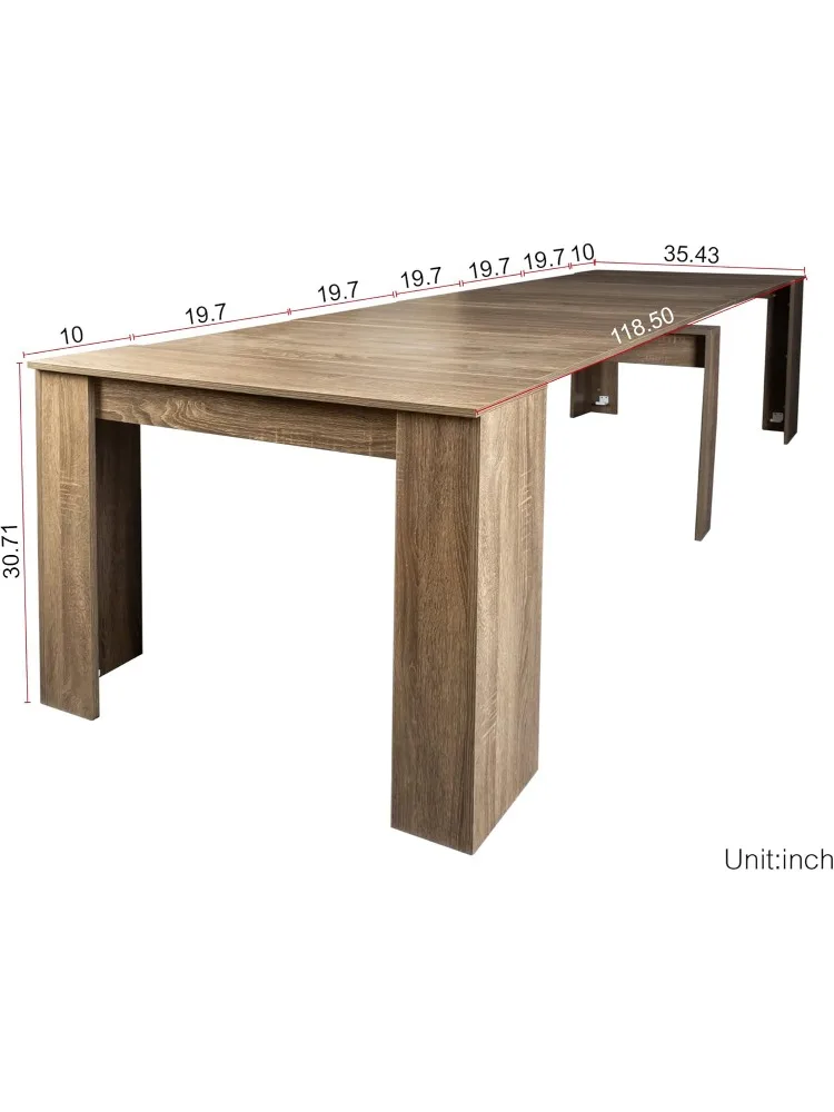 طاولة طعام، طاولة طعام كبيرة مقاس 20 بوصة/118.5 بوصة تتسع لـ 2-12 شخصًا، طاولة وحدة تحكم حديثة قابلة للتمديد للمزرعة قابلة للطي f #2