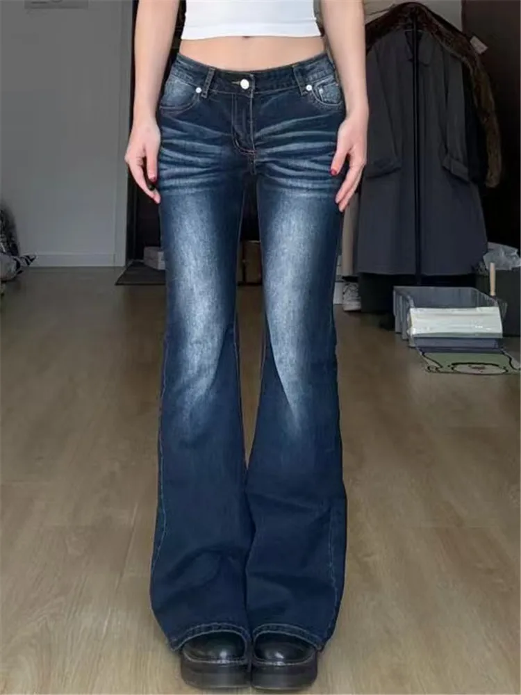 

Джинсы-клеш с удлиненной штаниной для женщин, весна-осень, с высокой талией, модный дизайн, глубокий цвет, на молнии, для смелых образов