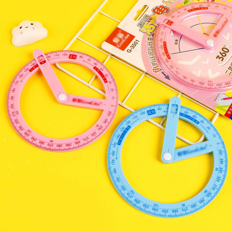 Swing Arm Protactor 360 Degree Ruler Circle Classroom Math Geometry Drafting Tools Plastic Stationery for Office School