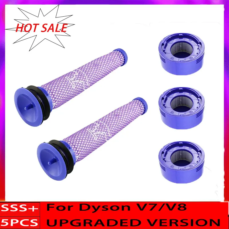 For Dyson V8 V7 HEPA Filter Spare Parts Robot Vacuum Front and Back Washable Filter Replacement Cleaning Appliance Accessories