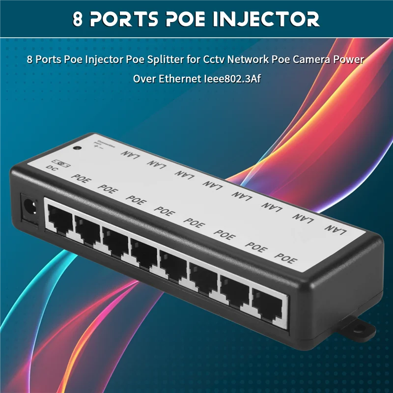 [LXYA68Z!] 8 Ports Poe Injector Poe Splitter For Cctv Network Poe Camera Power Over Ethernet Ieee802.3Af
