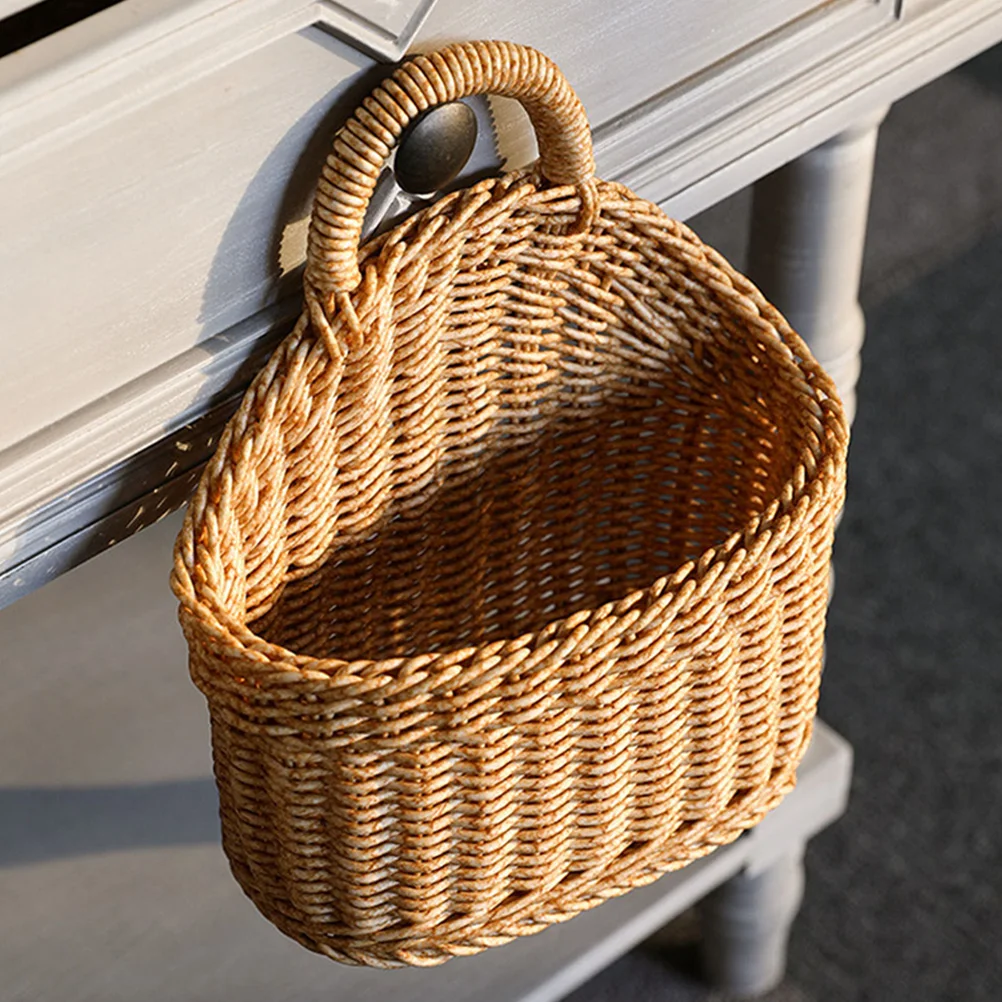 

2Pcs Hanging Wall Basket Woven Storage Basket Kitchen Organizer for Fruits Vegetables Cutlery Large Capacity Woven Wall Baskets