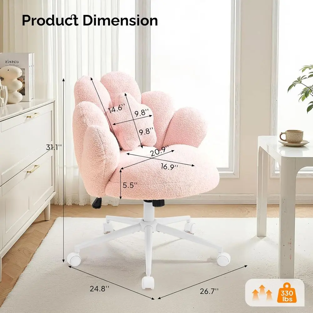 Lovely Petal Vanity Desk Chair with Star Pillow, Height Adjustale ArmlSwivel Chair in Virant Color-locking, ern Computer Task Ch