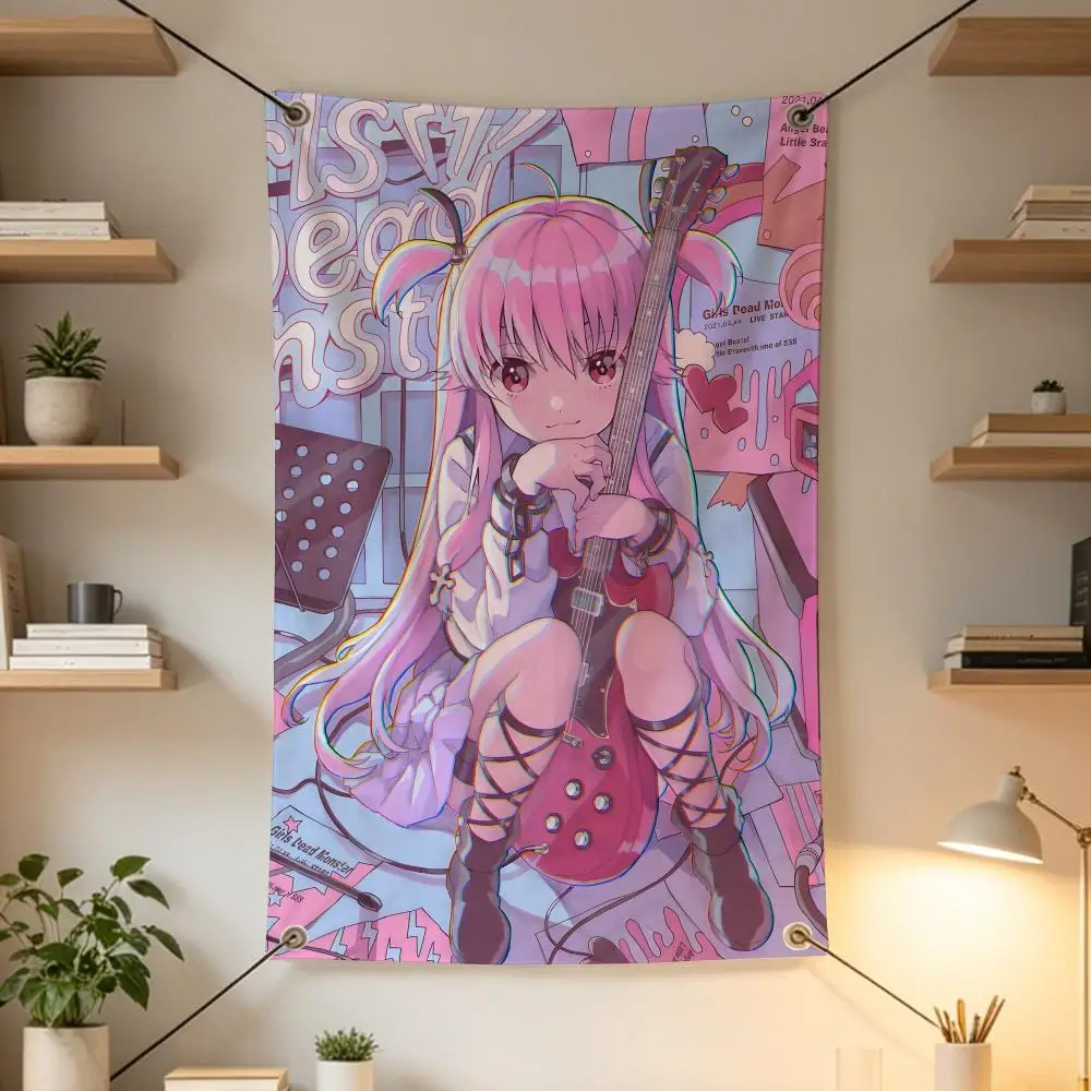 Banderas de Anime A-Angel Beats, decoraciones para exteriores, bares musicales, interiores del hogar, decoraciones para patios y jardines