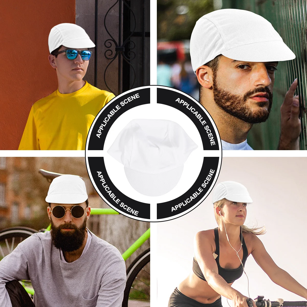 Unisex Cycling Cap Breathable Quick Dry Sweat Absorbing Bike Beanie for Men Women Outdoor Running Sports White