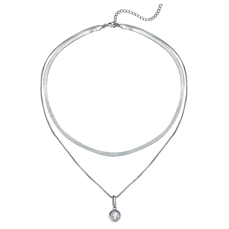 

1ct 6.5mm Moissanite Diamond Choker Wear A Necklace for Women 925 Sterling Silver Multi-Layer Pendant