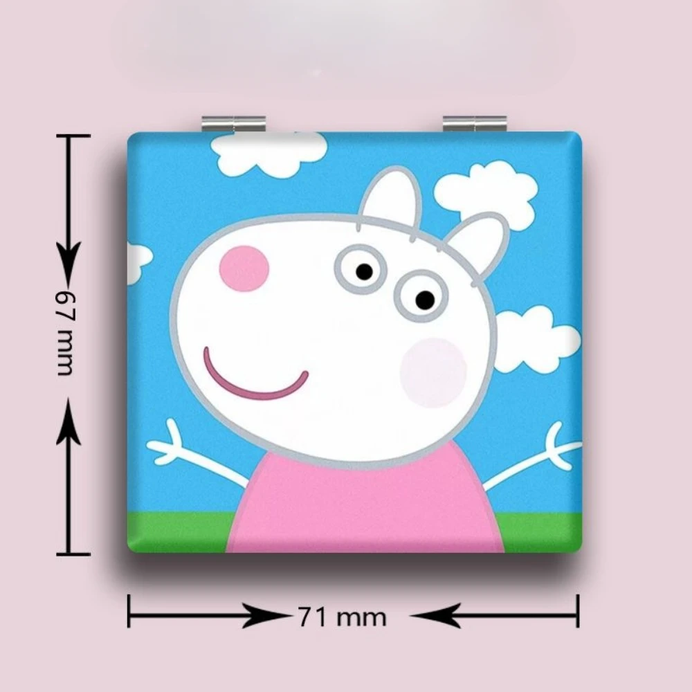 Peppa Pig espejo de bolsillo Mini maquillaje compacto portátil de dos lados plegable espejo de maquillaje cosmético para regalo