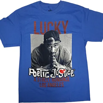 Tupac Shakur 행운의 시인 Juste 남성용 짧은 Sve Blue 티셔츠, 미디엄 여름