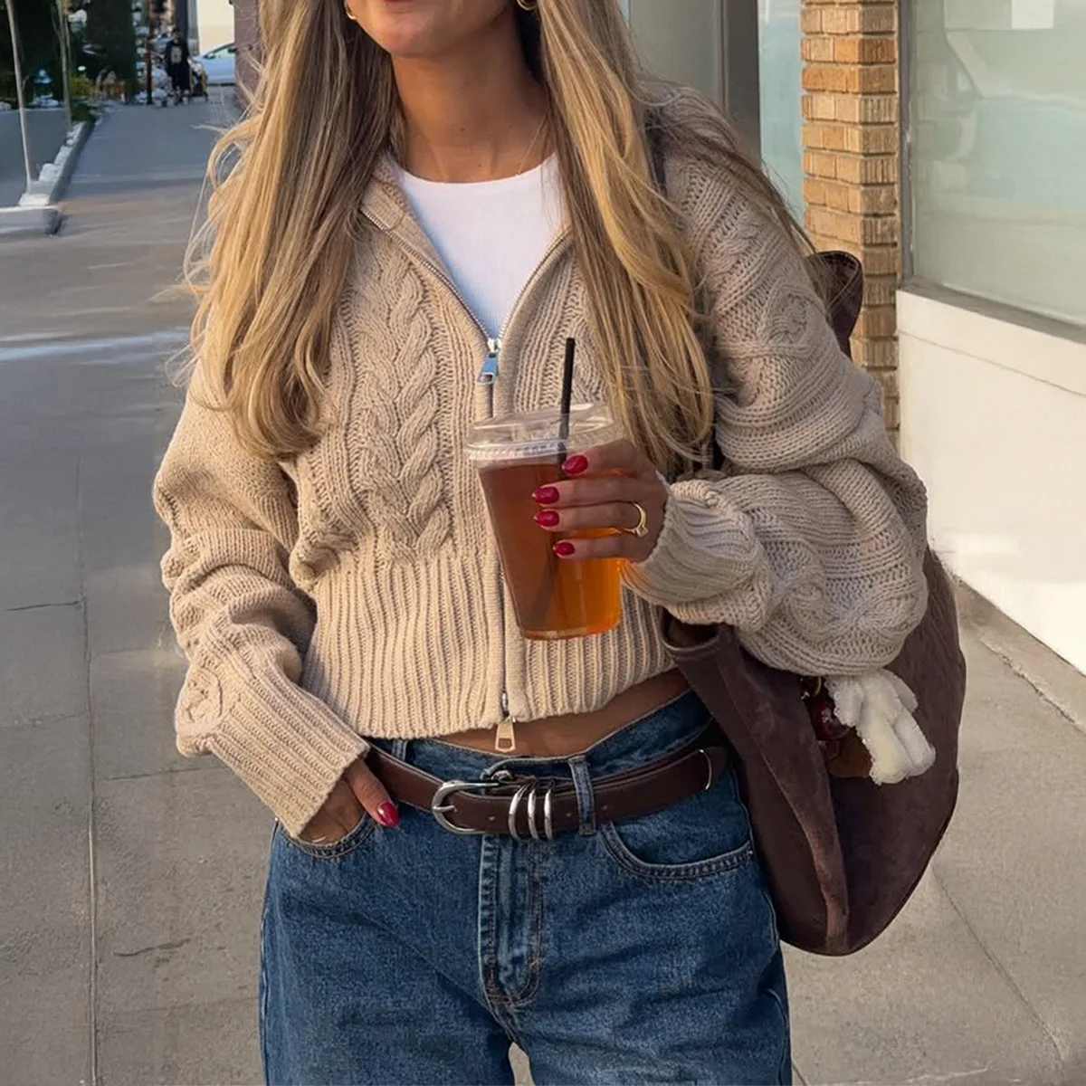 

Cross-Border Simple Faion Long Sve Pure Color Knitted Sweater Women's Autumn Winter Independent Station Polyester Fiber