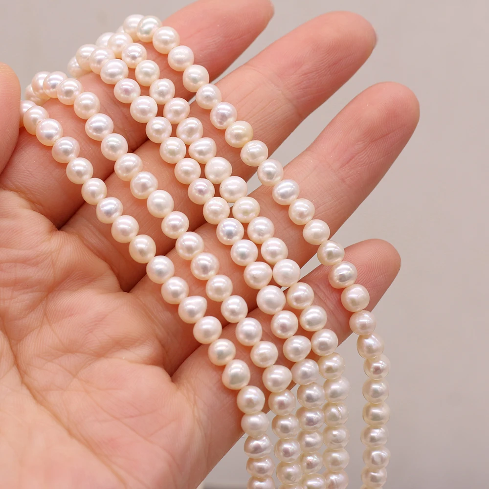 Natural Freshwater Pearls AAA White Round Pearl Spacer Beads For Jewelry Making DIY Necklace Bracelet Accessories Gift 4-5mm