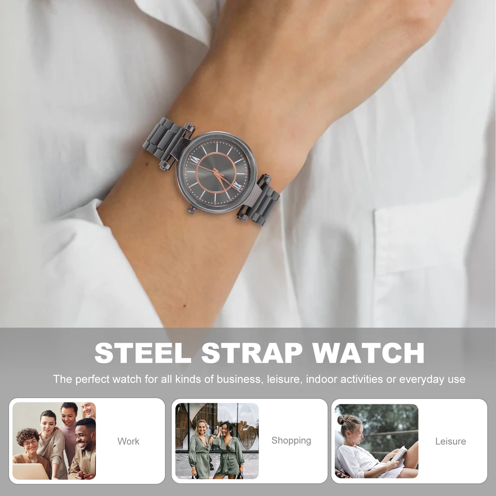 ساعة كوارتز نسائية بحزام ساعة يد للاستخدام اليومي في الأعمال الترفيهية، ساعة نسائية عصرية هدية مزخرفة