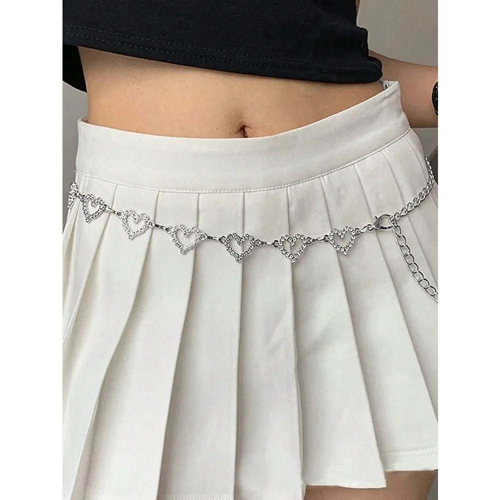 Women Heart Rhinestone Waist Chain Metal Belt For Summer Dresses Perfect Gift