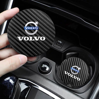 2Pcs Leather Coaster Anti-noise Water Cup Pad Cushion For Volvo XC90 V90 V60 XC60 V40 S80 S60 S90 C40 XC40 V70 XC70 C30 C70 EX90