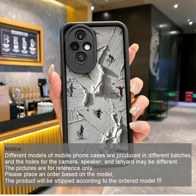 النفط اللوحة الفن الثلوج مشهد التزلج جراب هاتف لهواوي نوفا 11i 10 9 SE P20 P30 برو Y70 Y90 ماتي 50 40 30 برو 5G غطاء ناعم #2