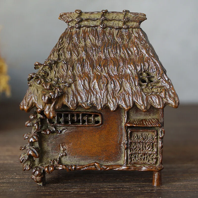 sugong red copper hand Creative copper thatched house smoker incense burner
