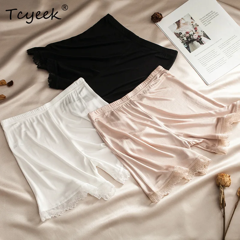 Tcyeek-pantalones de seda de morera auténtica para mujer, pantalón de seguridad con parte inferior de Color sólido, transpirable, cómodo y agradable para la piel, P37810QM