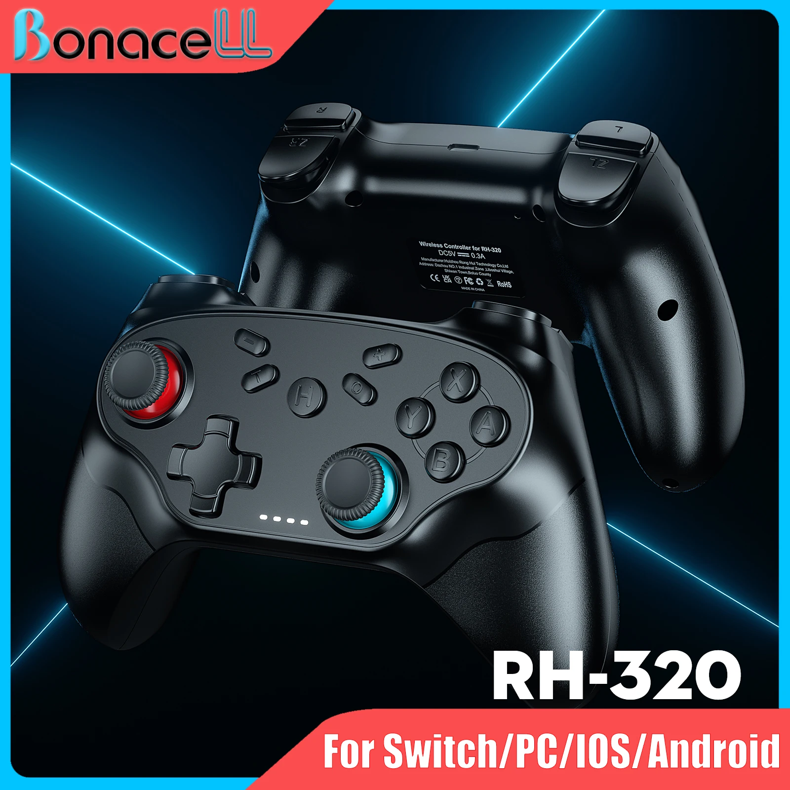 

Controller for Switch/PC/IOS/Android Gamepad Wireless Game Handle Joystick Remote Control Rocker 6-axis Gyro W/Turbo Vibration