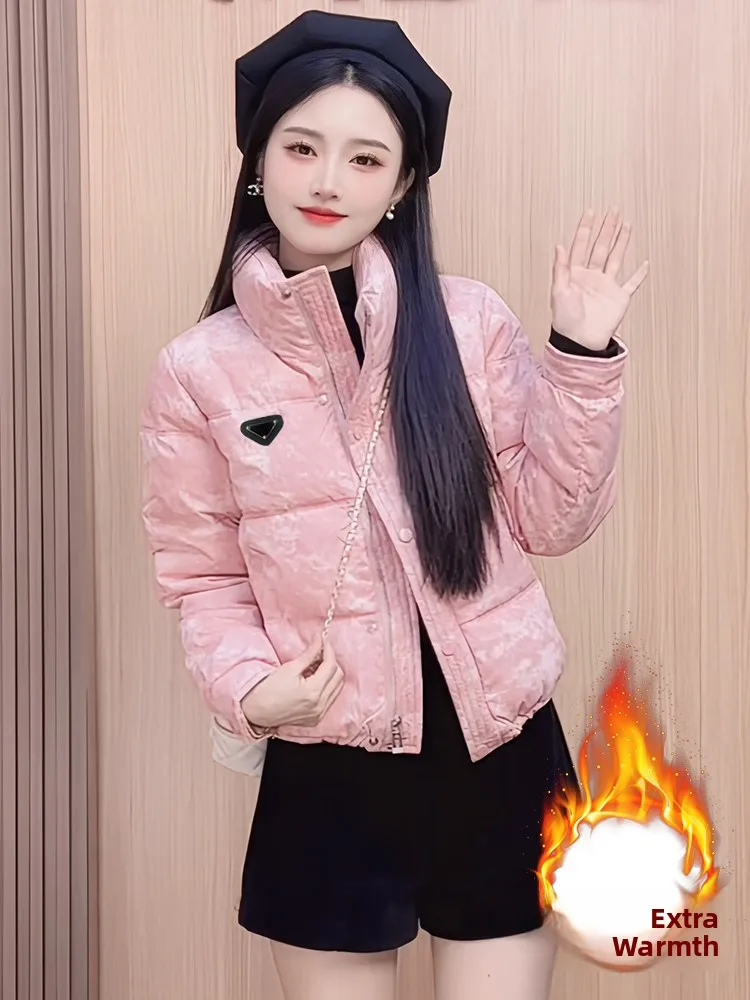 

Faionable European Sle Thiened Hooded Zipper Cotton Jaet Women's Winter Coat Warm Fce Lined Heavy Du Stand Collar