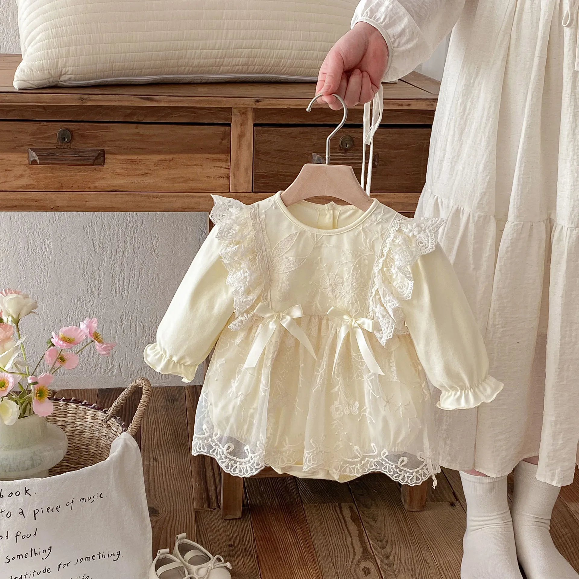 

Newborn Clothes Baby Girls Romper Dress 2025 Spring Autumn Infant Girls One-piece Dress Cute Lace Princess Baby Bodysuit Dress