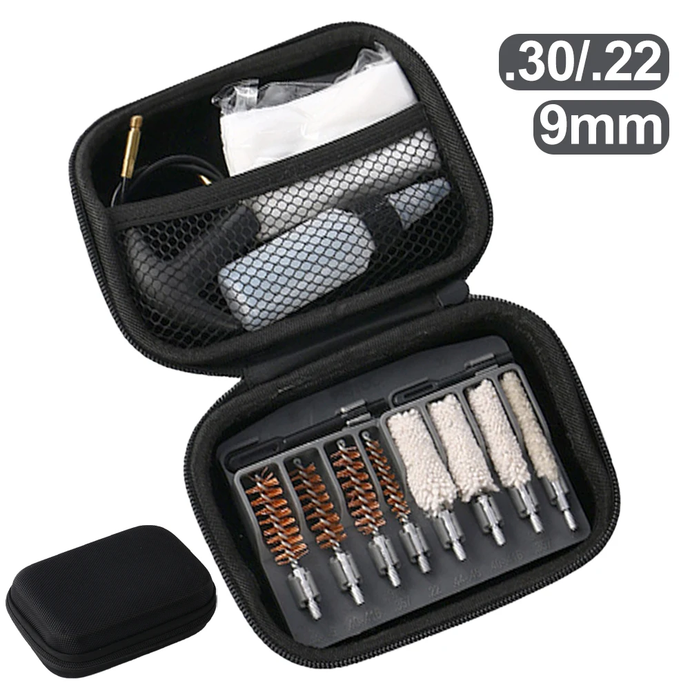Kit de Limpieza Táctica para Armas de Fuego, 2 Piezas, para Rifles, Pistolas y Armas de Aire Comprimido, con Cepillos de Nylon para Calibres .30/.22/9mm, con Estuche de Almacenamiento