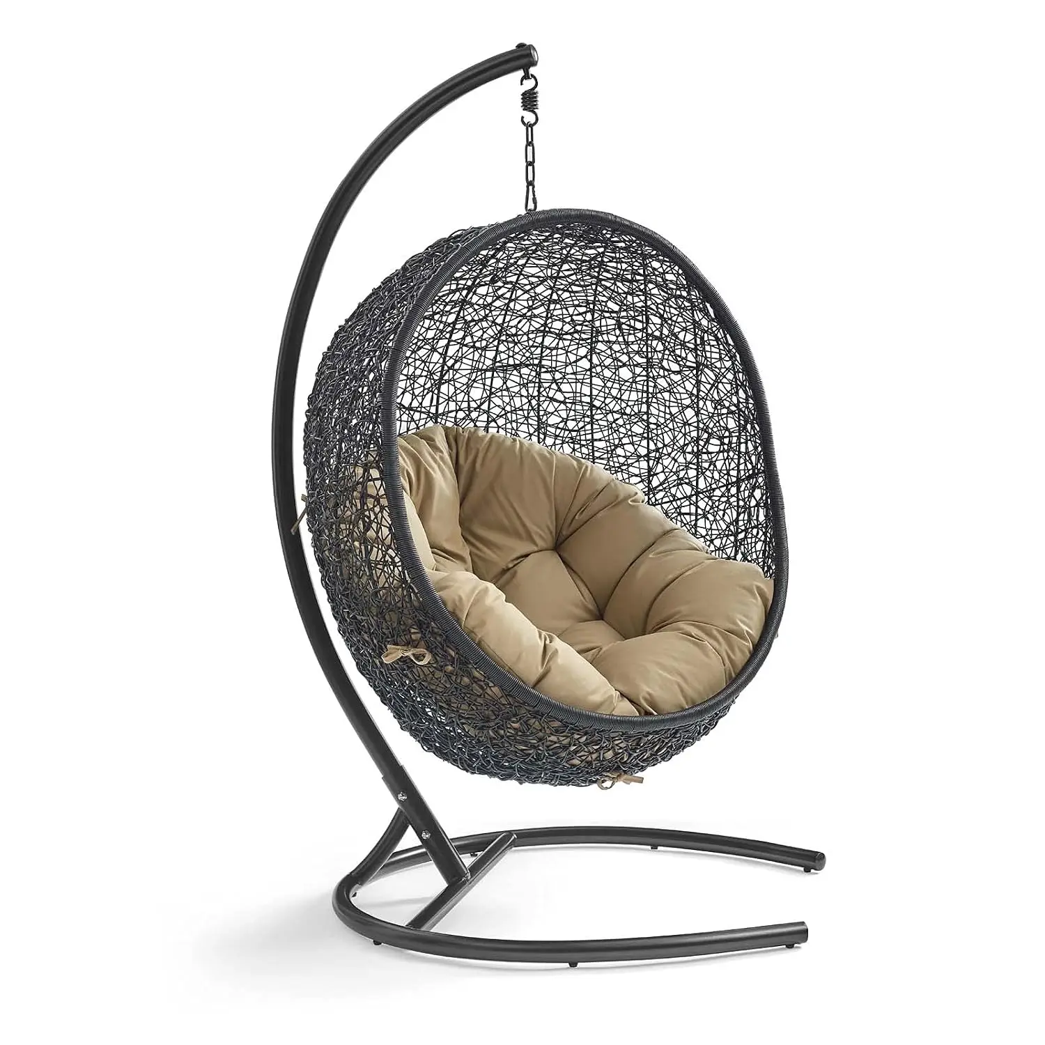EEI-739-MOC-SET Encase Swing Outdoor Patio Lounge Chair, With Stand, Mocha, Customized