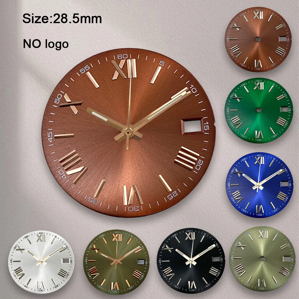 No Logo 28.5mm Roman numerals Dial For NH35 Movement No Luminous High-Quality Watch Dials Hands Watch Modification Accessories