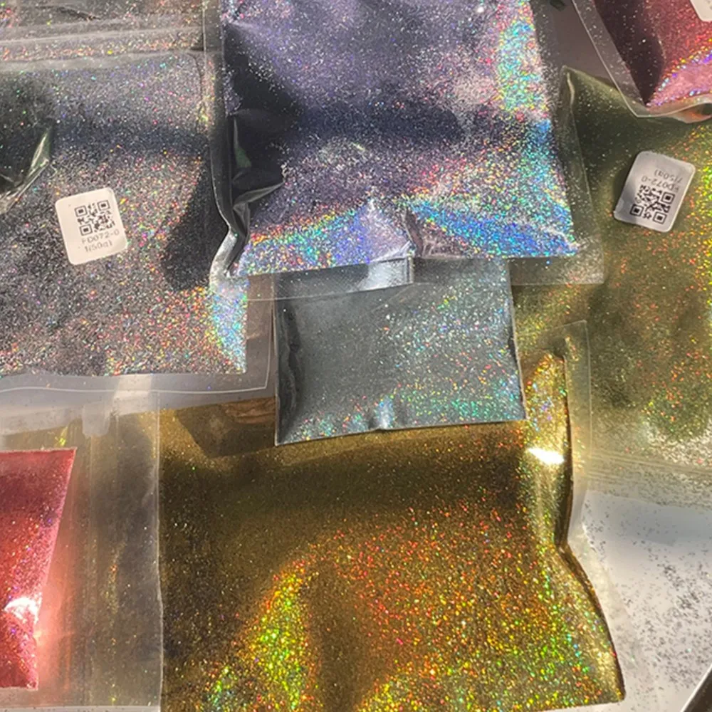 50 g/zak Holografisch Nagelpoeder Fijne Regenboog Holo Eenhoorn Spiegel Lasereffect Nail Chrome Pigment Ultrafijn Laser Glitter Poeder