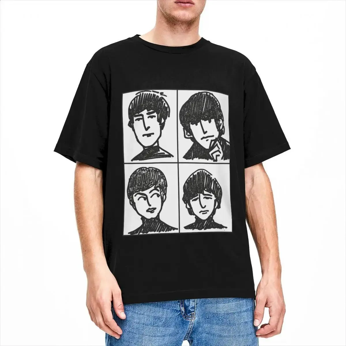 

High Quality Cotton Band Graphic Print T-shirt Men Women Fashion Short-sleeved T-shirt Men and Women Universal Top